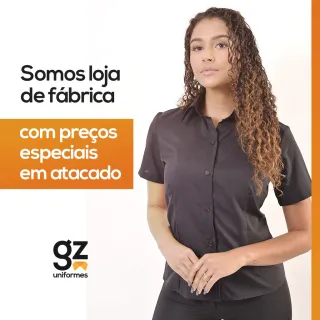 Blusa social feminina camisete preta manga curta - Suave e não amassa - Branca