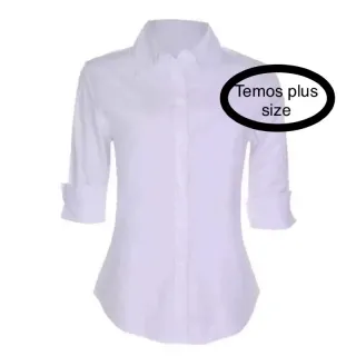 Camisa social feminina manga 3/4 preta e branca - PRETA TAMANHO PP