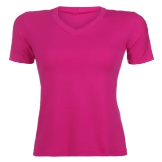 Blusa Manga Curta Gola V Feminina - Rose