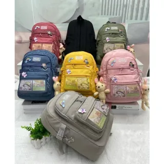 Moda Coreana Casual Feminina Masculina: Mochila Escolar Impermeável - 014Azul