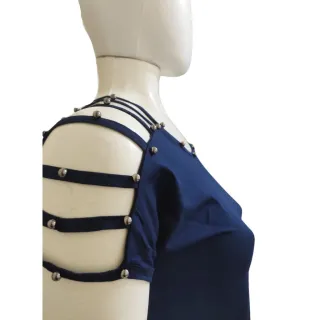 Blusinha Plus Size Manga Curta Tira Vazada Viscolycra Pérola Metalizada GG 44/48 - Rosa