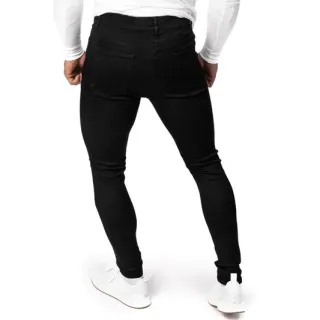 Corte Moderno Calça Jeans Preta Skinny Masculina - Rasgada Joelhos