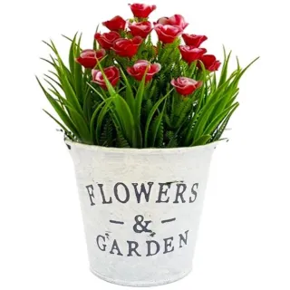 Plantinha Artificial Decorativa com Balde de Vaso e Alça
