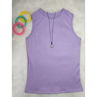 Malha Canelada Blusa Regata - Lilás