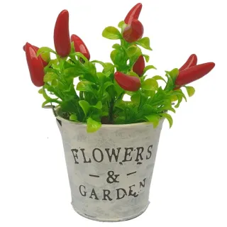 Plantinha Artificial Decorativa com Balde de Vaso e Alça - FLOR BRANCA 1 UN BALDE GRANDE