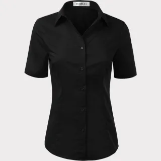 Blusa social feminina camisete preta manga curta - Suave e não amassa - Branca