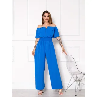 Ombro a ombro longo macacão canoa - Vermelho