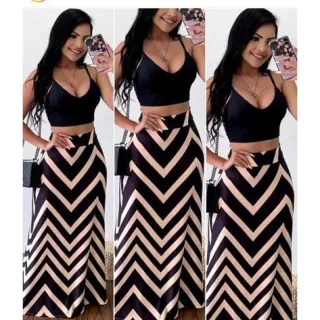 Moda Blogueira: Saia Estampada Longa Charmosa de Verão - BRANCO FLORAL