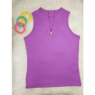 Malha Canelada Blusa Regata - Lilás