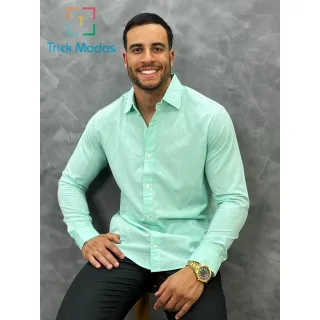 Promoção de Camisas Masculinas Sociais Slim em Várias Cores - Tamanhos do P ao GG - Rosa Shok