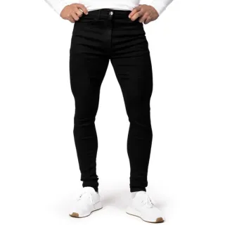 Corte Moderno Calça Jeans Preta Skinny Masculina - Rasgada Joelhos