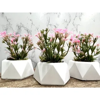 Mini Vaso Losango / Triângulo - Kit com 3 Arranjos - triângulo branco*