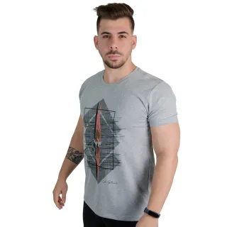Malha Premium Estampada Camiseta Masculina Gola Redonda Canoa - Cinza Claro