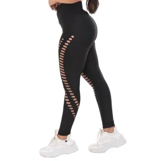 Legging Fitness Cintura Alta Cortes a Laser - Preto