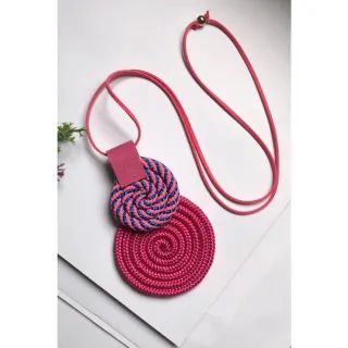 Mandala Dupla Maxi Colar Colorido Artesanal de Corda Náutica - 48. Azul Noite/Chevron