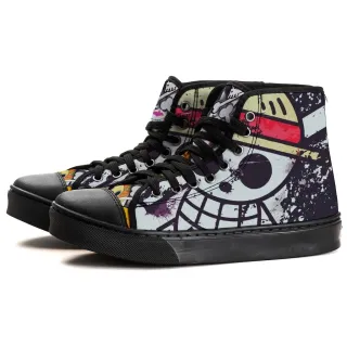 Anime Chapéu de palha Tênis Cano Alto Caveira One Piece - Preto