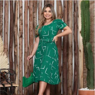 Cinto Removível, Vestido Manga Curta