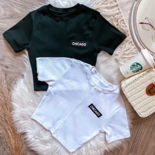 Blusinha Cropped Tshirt Chicago Ribana - Cores Variadas - Azul Bebê