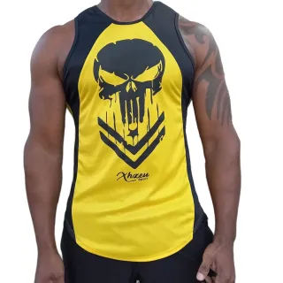 Unissex Fitness Academia Regata Longa Esportiva Crossfit - Luta Xhzeu - AMARELO  COM PRETO