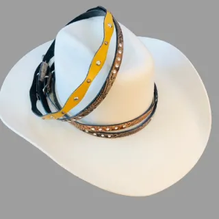 Regulagem de Luxo em Couro para Bandinha de Chapéu - Trança Havana