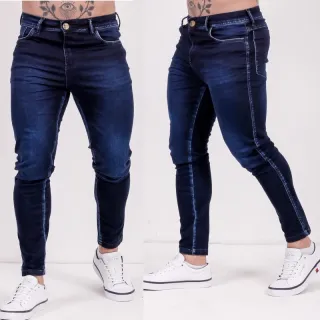 Envio imediato Calças jeans masculina skinny destroyed original Santt Jeans - Calça escura destroyed