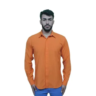 Pronta Entrega Camisas Social Masculina Slim P ao GG no Brasil - Azul Claro