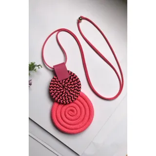 Mandala Dupla Maxi Colar Colorido Artesanal de Corda Náutica - 48. Azul Noite/Chevron