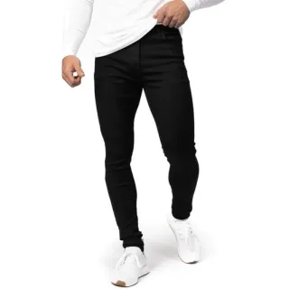 Corte Moderno Calça Jeans Preta Rasgada Masculina Skinny - Rasgada Joelhos