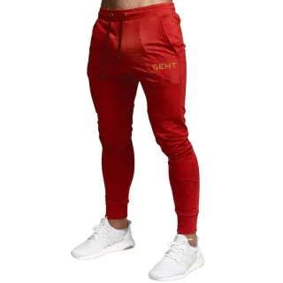 Peluciada Masculina Calça Moletom de Academia com Bolso e Punho Ajustável - VERDE ESCURO/Dourado