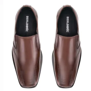 Barato Promoção Sapato Social Masculino Confortável Elástico Bico Quadrado - CAFE