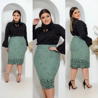 Saia Social Evangélica de Jacard com Elastano - VERDE 4