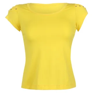 Blusa feminina básica t-shirt com detalhe na manga - Kit 5 unidades - GG