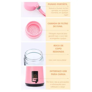 Liquidificador Portátil Recarregável Shake Take Juice Cup - ALEATÓRIO F