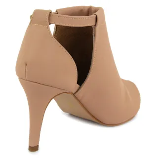 Promoção Ankle Boot Feminina Salto Alto Fino - Pronta Entrega - Nude