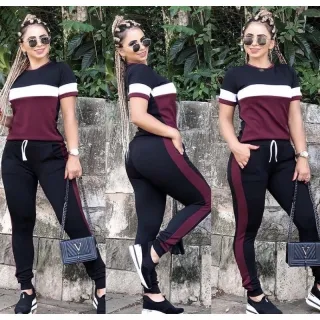 Tendência conjunto feminino calça e blusa baby look (36 ao 48) - Princesa Tiffany