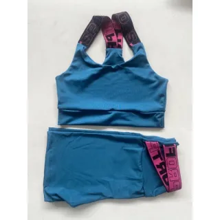 Conjunto Fitness Feminino Academia Suplex Cores - Azul Claro