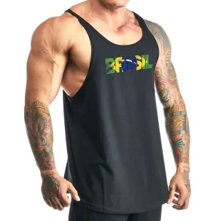 Preta Regata Masculina Algodão Cavada - Bombey - CUBO MAGICO