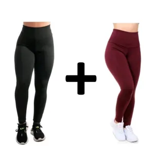 Suplex Fitness Legging Feminina Cintura Alta - Kit 2 Calças - Azul e Azul