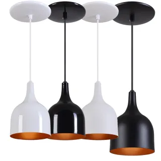 Lustre Gota Pendente Colorido - Alumínio Branco Preto Cobre - Verde