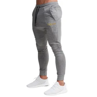 Peluciada Masculina Calça Moletom de Academia com Bolso e Punho Ajustável - VERDE ESCURO/Dourado