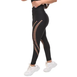 Legging Fitness Cintura Alta Cortes a Laser - Preto