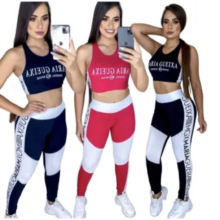 Ideal para Academia: Kit com 3 Conjuntos Fitness Femininos LEGG e Top - KIT 3 Conjuntos Extreme Silk