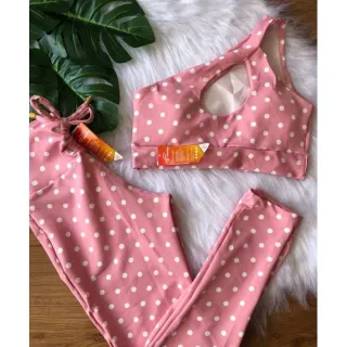 Top com bojo + Conjunto calça legging com cordinha - Uva alcinha