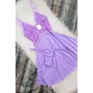 Conjunto Pijama Linha Noite Verão Camisola Sensual com Detalhes em Renda e Calcinha Feminina - Variadas