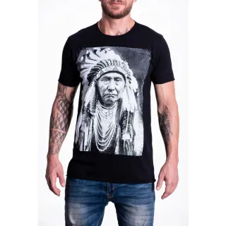 Moda Estampada Cinza Camiseta T-Shirt Algodão 30.1 Indio Paje - Branca