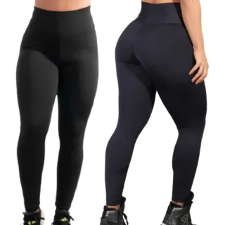 Suplex Fitness Legging Feminina Cintura Alta - Kit 2 Calças - Azul e Azul