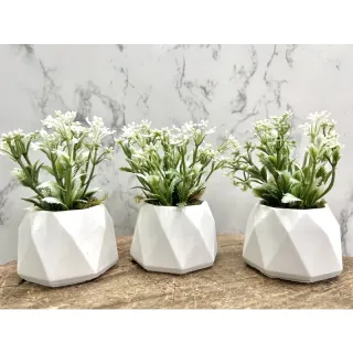 Mini Vaso Losango / Triângulo - Kit com 3 Arranjos - triângulo branco*