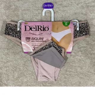 Pronta Entrega - Kit 3 Calcinhas Delrio Biquíni em microfibra ORIGINAL - G/ ONÇA/1