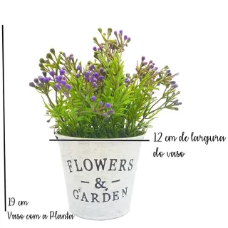 Plantinha Artificial Decorativa com Balde de Vaso e Alça - FLOR BRANCA 1 UN BALDE GRANDE