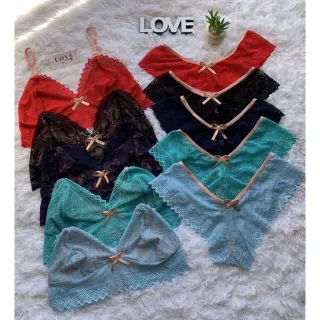 Renda sem Bojo Conjunto Lingerie com - Turquesa Bicolor